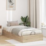 vidaXL Otomanový posteľný rám s úložiskom Sonoma dub 193 x 120 x 25 cm
