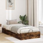 vidaXL Otomanový posteľný rám s úložiskom Údený Dub 75,5 x 190 cm