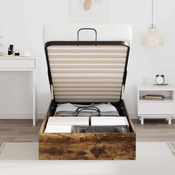 vidaXL Otomanový posteľný rám s úložiskom Údený Dub 75,5 x 190 cm – Obrázok 4