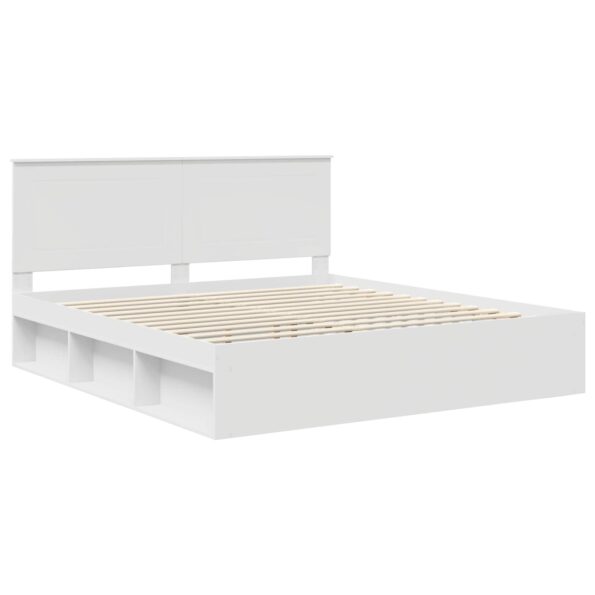 vidaXL Rám postele Biela 200 x 200 cm Masívne borovicové drevo – Obrázok 7