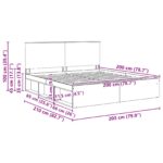 vidaXL Rám postele Čierna 200 x 200 cm Masívne borovicové drevo – Obrázok 13