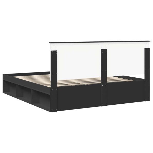 vidaXL Rám postele Čierna 200 x 200 cm Masívne borovicové drevo – Obrázok 9