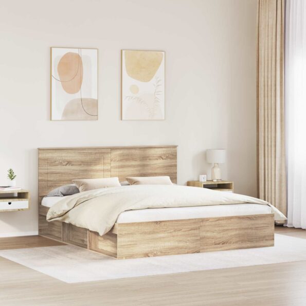 vidaXL Rám postele Sonoma 200 x 200 cm Masívne borovicové drevo – Obrázok 3