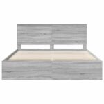 vidaXL Rám postele Sivý Sonoma 200 x 200 cm Masívne borovicové drevo – Obrázok 7