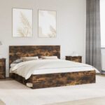 vidaXL Rám postele Dymová dub 180 x 200 cm Masívne borovicové drevo