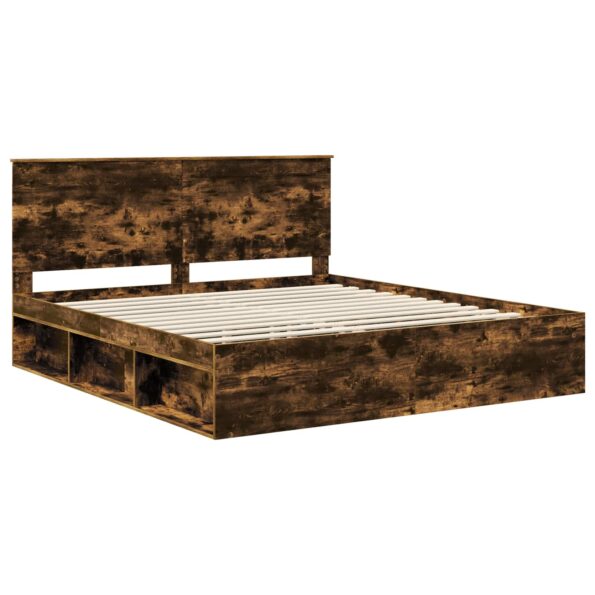 vidaXL Rám postele Dymová dub 180 x 200 cm Masívne borovicové drevo – Obrázok 4