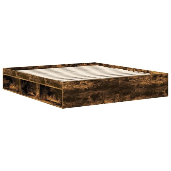 vidaXL Rám postele Dymová dub 180 x 200 cm Masívne borovicové drevo – Obrázok 5