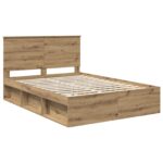 vidaXL Rám postele s čelnou doskou Remeselnícky dub 150 x 200 cm – Obrázok 4