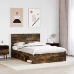 vidaXL Rám postele Dymová dub 140 x 190 cm Masívne borovicové drevo – Obrázok 3