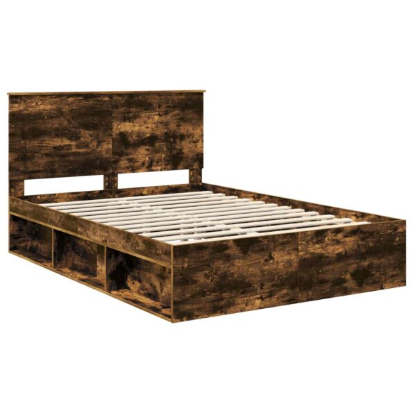vidaXL Rám postele Dymová dub 140 x 190 cm Masívne borovicové drevo – Obrázok 4