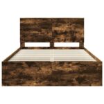vidaXL Rám postele Dymová dub 140 x 190 cm Masívne borovicové drevo – Obrázok 7