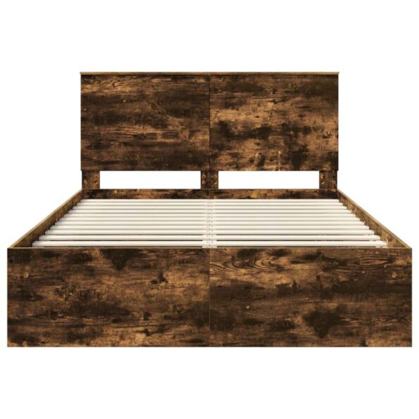 vidaXL Rám postele Dymová dub 140 x 190 cm Masívne borovicové drevo – Obrázok 7
