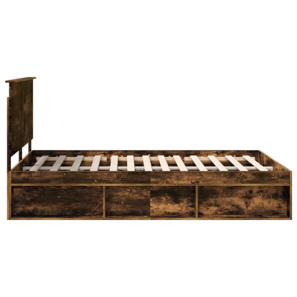 vidaXL Rám postele Dymová dub 140 x 190 cm Masívne borovicové drevo – Obrázok 8