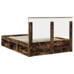vidaXL Rám postele Dymová dub 140 x 190 cm Masívne borovicové drevo – Obrázok 9