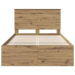 vidaXL Rám postele s čelnou doskou Remeselnícky dub 135 x 190 cm – Obrázok 7