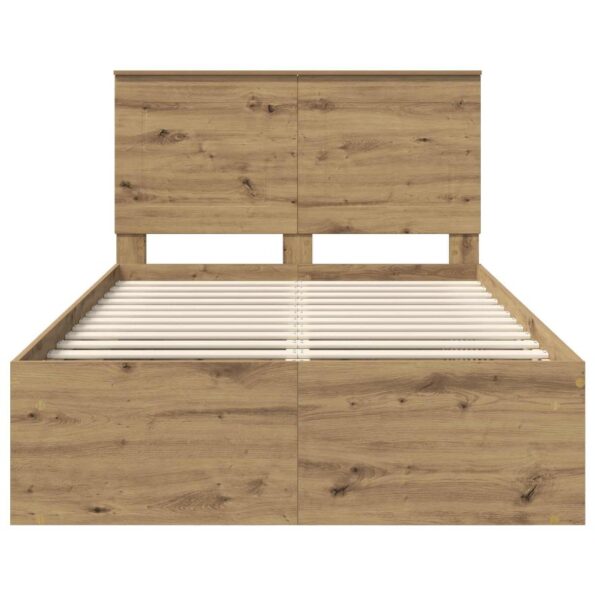 vidaXL Rám postele s čelnou doskou Remeselnícky dub 135 x 190 cm – Obrázok 7