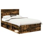 vidaXL Rám postele Dymová dub 120 x 190 cm Masívne borovicové drevo – Obrázok 2