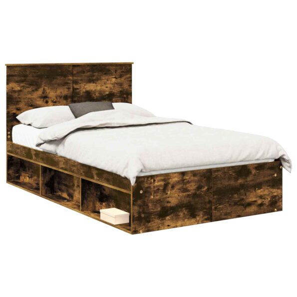 vidaXL Rám postele Dymová dub 120 x 190 cm Masívne borovicové drevo – Obrázok 2