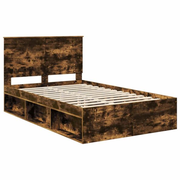 vidaXL Rám postele Dymová dub 120 x 190 cm Masívne borovicové drevo – Obrázok 4