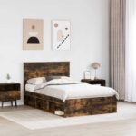 vidaXL Rám postele Dymová dub 120 x 200 cm Masívne borovicové drevo – Obrázok 3