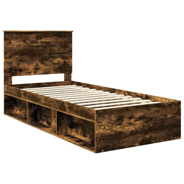 vidaXL Rám postele Dymová dub 100 x 200 cm Masívne borovicové drevo – Obrázok 4