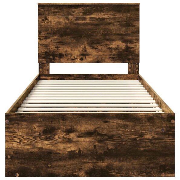 vidaXL Rám postele Dymová dub 100 x 200 cm Masívne borovicové drevo – Obrázok 7