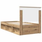vidaXL Rám postele s čelnou doskou Remeselnícky dub 100 x 200 cm – Obrázok 9