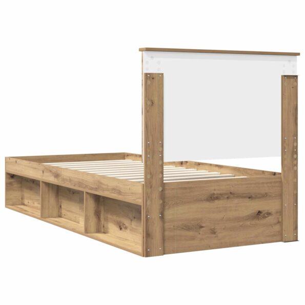vidaXL Rám postele s čelnou doskou Remeselnícky dub 100 x 200 cm – Obrázok 9