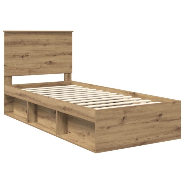 vidaXL Rám postele s čelnou doskou Remeselnícky dub 90 x 190 cm – Obrázok 4