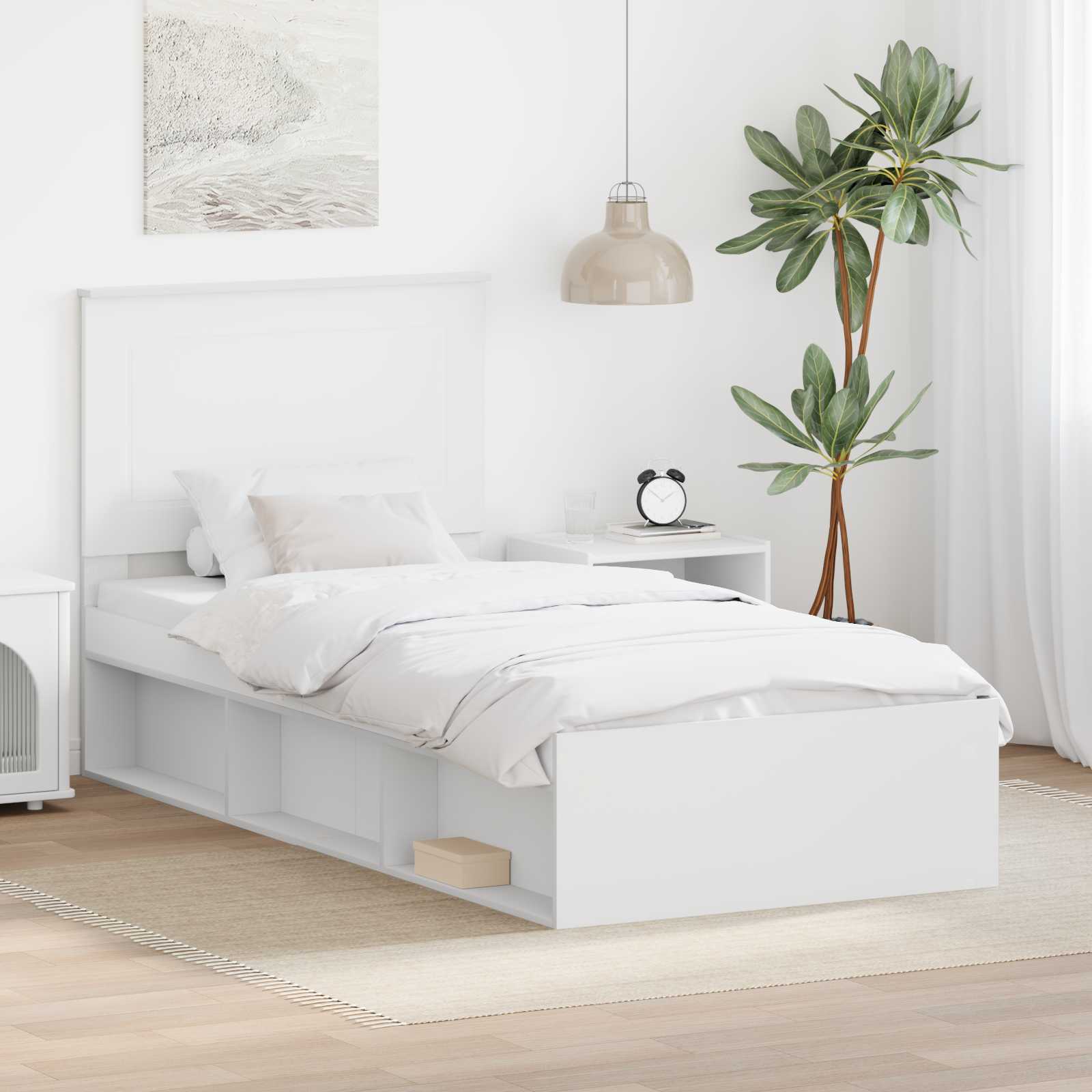 3409417_1.jpg vidaXL Rám postele Biela 75 x 190 cm Masívne borovicové drevo – Obrázok 1
