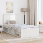 vidaXL Rám postele Biela 75 x 190 cm Masívne borovicové drevo – Obrázok 3