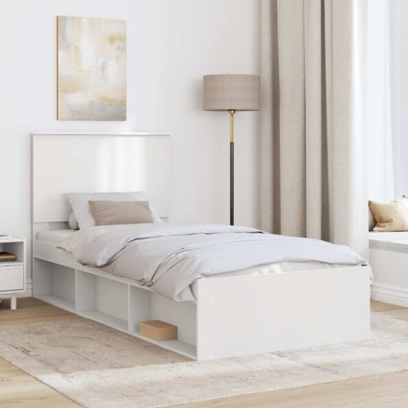 vidaXL Rám postele Biela 75 x 190 cm Masívne borovicové drevo – Obrázok 3