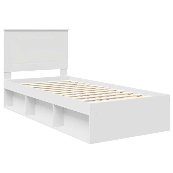 vidaXL Rám postele Biela 75 x 190 cm Masívne borovicové drevo – Obrázok 4