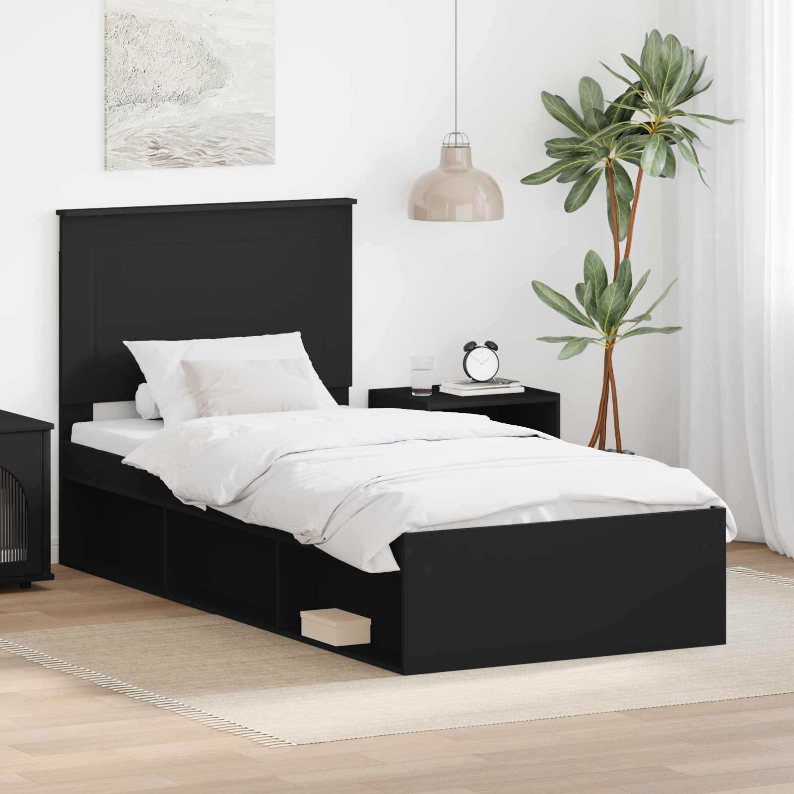 3409418_1.jpg vidaXL Rám postele Čierna 75 x 190 cm Masívne borovicové drevo – Obrázok 1