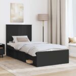 vidaXL Rám postele Čierna 75 x 190 cm Masívne borovicové drevo – Obrázok 3