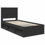 vidaXL Rám postele Čierna 75 x 190 cm Masívne borovicové drevo – Obrázok 4