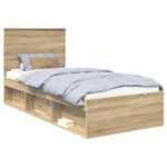 vidaXL Rám postele Sonoma dub 75 x 190 cm Masívne borovicové drevo – Obrázok 2