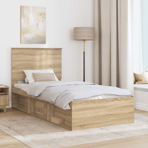 vidaXL Rám postele Sonoma dub 75 x 190 cm Masívne borovicové drevo – Obrázok 3