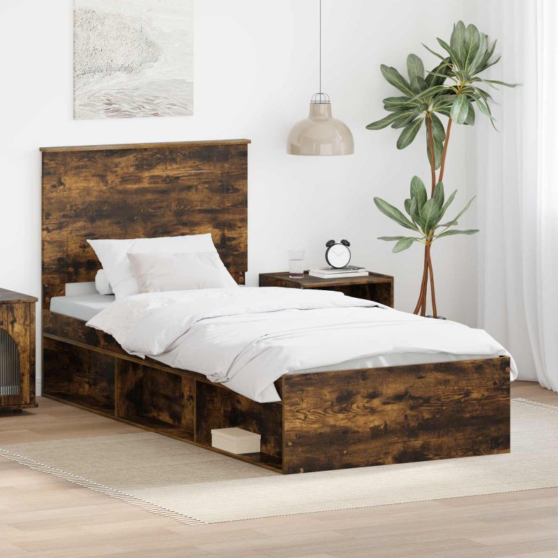 3409421_1.jpg vidaXL Rám postele Dymová dub 75 x 190 cm Masívne borovicové drevo – Obrázok 1