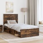 vidaXL Rám postele Dymová dub 75 x 190 cm Masívne borovicové drevo – Obrázok 3