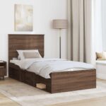 vidaXL Rám postele Hnedý dub 75 x 190 cm Masívne borovicové drevo – Obrázok 3