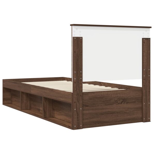 vidaXL Rám postele Hnedý dub 75 x 190 cm Masívne borovicové drevo – Obrázok 9