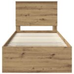 vidaXL Rám postele s čelnou doskou Remeselnícky dub 75 x 190 cm – Obrázok 7