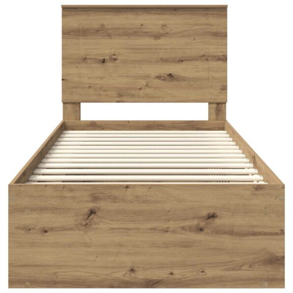 vidaXL Rám postele s čelnou doskou Remeselnícky dub 75 x 190 cm – Obrázok 7