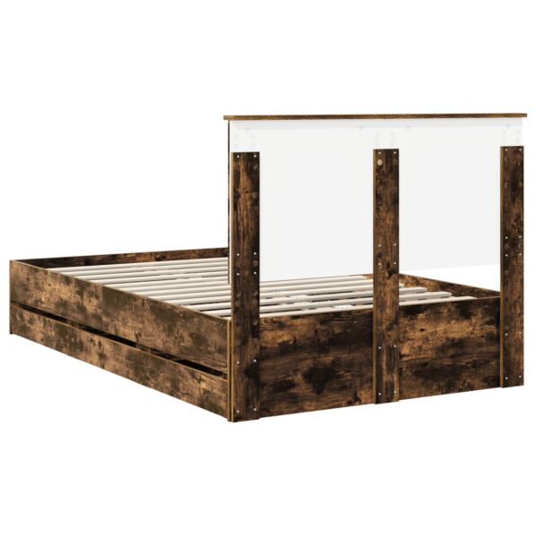 vidaXL Rám postele Dymová dub 135 x 190 cm Inžinierske drevo – Obrázok 10