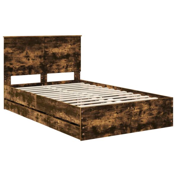 vidaXL Rám postele Dymová dub 135 x 190 cm Inžinierske drevo – Obrázok 4