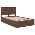 vidaXL Rám postele Hnedý dub 120 x 190 cm Inžinierske drevo – Obrázok 4