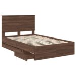 vidaXL Rám postele Hnedý dub 120 x 190 cm Inžinierske drevo – Obrázok 5