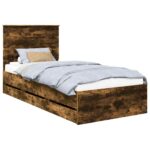 vidaXL Rám postele Dymová dub 100 x 200 cm Inžinierske drevo – Obrázok 2