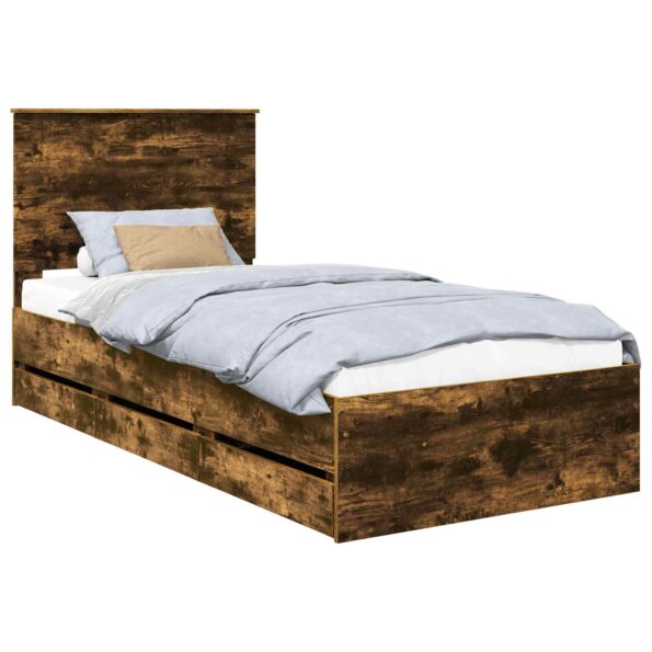 vidaXL Rám postele Dymová dub 100 x 200 cm Inžinierske drevo – Obrázok 2